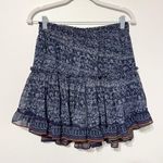 MISA Los Angeles  Floral Mini Ruffle Skirt Size Medium Blue white flowy stretch Photo 0
