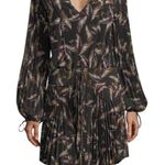 ALC Frank A.L.C. Rory Pleated Tropical Print Silk Dress Photo 0