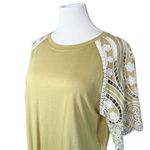Sandro Paris Embroidered Sleeve Classic Tee T-Shirt Mustard White 3 US Large Photo 5