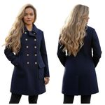 Ralph Lauren Lauren Lambswool Military Sweater Coat Navy Double Breasted L F265 Photo 1