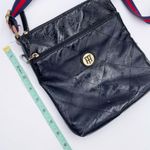 Tommy Hilfiger Vintage Purse Crossbody Bag Black Leather Red Blue Striped Straps Photo 6