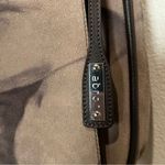 ABRO suede leather abstract print saddle bag, brown and tan, adjustable strap Photo 6