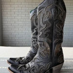 Corral  WOMEN'S BLACK INLAY WESTERN BOOTS SNIP TOE Size 7.5 Photo 0