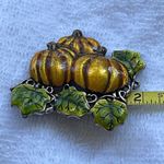 Pumpkin patch brooch enamel over pewter by AJMC. Orange Photo 3