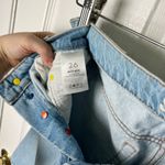 MOTHER SNACKS Cotton High Rise The Pleated Fun Dip Shorts in Just A Nibble 26 Blue Photo 5