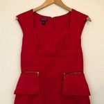 SIGNATURE LONDON STYLE Solid Bright Red Square Neck Knee Length Sheath Dress 4 Photo 2