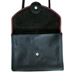 Vintage Black Leather Red Trim Envelope Satchel Bag Photo 3