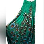 Green Peacock Print Tank Dress Beach Coverup Size XL Photo 1