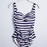 Bondeye Australia Navy and White Striped One Piece Swimsuit Blue Size 10 Photo 0