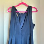 Jenny Packham Midnight Navy Blue Chiffon Halter Tie Midi Bridesmaid Dress 14 Photo 7
