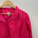 Chico's Jacket Women Size 16/18 Barbie Pink Mid Length Shantung Button Front NWT Photo 5
