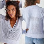 Free People Light Blue  We the Free Care FP Snowdrift Crochet Knit Sweater Photo 7