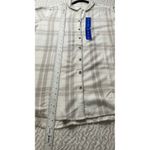 Jachs Girlfriend  Plaid Button Up Shirt Women L Beige White Long Sleeve New Tag Photo 6