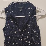 Atmosphere NWOT  Primark Limited Blue White Heart Collar Tank Blouse Size 0 Photo 0