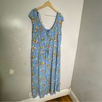 Torrid  Maxi Textured Woven Double Slit Maxi Dress‎ Orange Groves Fruit Blue 4X Photo 2