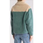 Rebecca Minkoff Colorblock Fleece Pullover Jacket XXS Teal Cream Pink Snap Neck Photo 10