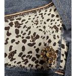 Pamela McCoy Animal Print Trim Embellished Bling Button Blue Denim Jean Jacket M Size M Photo 6