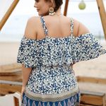 BloomChic Blue and White Floral Plus Size Swim Dress sz 26 Photo 6