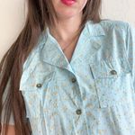 Ganni  Floral Organic Cotton Poplin Button-up Shirt In Blue Photo 0