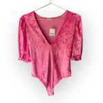 Free People NWT  Intimately Don’t You Wish Pink Velvet Bodysuit in Pink Phenom Photo 1