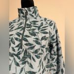 Eddie Bauer NWOT  Green and Blue Leaf Fleece Pullover 1/4 zip size medium Photo 2