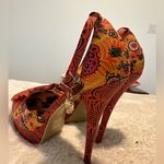 Iron fist LOCO KOKO PLATFORM HEELS Long Gone Orange Print w/ Charm on Strap sz 9 Photo 8