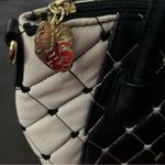 Betsey Johnson Luv Betsey by  Black & White Quilt Pattern Embroidered Hearts Bag Photo 7