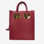 Sophie Hulme Large Albion Tote Berry Pink Leather Gold Hardware Bag Photo 3