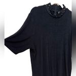 Chico's Travelers black knit studded mock neck top, zips up back, no wrinkle Photo 1