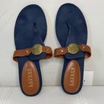 Ralph Lauren Lauren  Kalana Blue & Gold Thong Sandals Size 10 B Photo 6