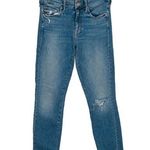 Mother Women’s Looker Ankle Fray Distressed Denim Jeans in Love Gun Photo 0