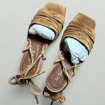 Alohas Kahlo Suede Ankle Tie Heeled Sandal in Camel Brown Size 5 Photo 5