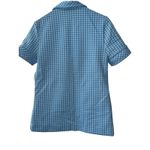 Vintage 1970s ZIO by Youngja Blue Gingham Short Sleeve Button Shirt Top Sz 9/10 Photo 1