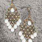 Elegant Gold and White Chandelier Earrings Photo 0