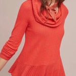 Maeve Anthropologie Winterscape Cowl Neck Peplum Top Women's XSP Orange Photo 0