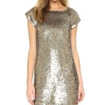 Alice + Olivia Gold Sequin Mini Dress Cap Sleeve Photo 0