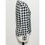 Cynthia Rowley  Plaid Checkered Top Long Sleeve Snaps‎ Black White Women’s Small Photo 2