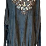 All Saints Spitalfields Hand Embellished Beading Black Soft Cotton Blouse Size 8 Photo 0