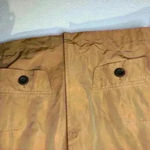 Per Se Brown Gold Cropped Y2K Trench Jacket Sheen Snap Button Size 6 Photo 3