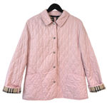 Burberry  Women's Medium Light Pink Quilted Nylon Jacket Classic Nova Check Plaid Photo 0