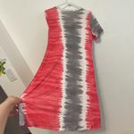 DAVID CLINE Red Gray White Tie Dye Stripe Short Sleeve Summer Knee T Photo 14