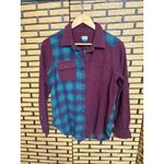 KAVU  Burgundy And Blue Plaid Button Down Shirt Size Small Photo 2