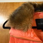 Talbots NWT Genuine Down Puffer Vest Faux Fur Trim Full Zip Coral Women’s Small Photo 9