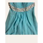 La Femme  15081 Aqua Blue Strapless Beaded Prom Formal Gown Size 6 Photo 5