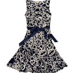 Boutique Haani | Artsy Abstract Swing Dress with Ribbon Waist Tie Size Small Midi Modest Photo 3