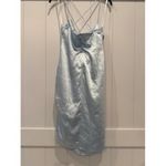 superdown  Women's Blue Satin Cowl Neck Criss‎ Cross Back Party Cocktail Dress Photo 4