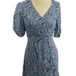 Parker Blue Tiger Stripe Silk Blend Dress Size Small New Photo 0