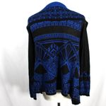 Say What? Chic Classic Royal Blue and Black Open Front Cardigan Photo 3