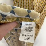 Ann Taylor Factory Faux Wrap Dress Mustard Navy Geometric Side Tie Fit & Flare L Photo 9