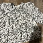 India Collection Emerson Fry Puff Isla Charcoal Leopard Print Cotton Blouse Gray Size XS Photo 2